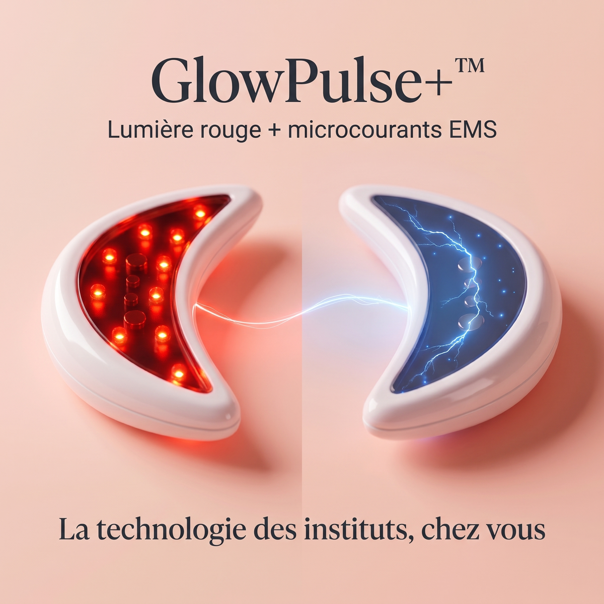 Technologie GlowPulse+ : lumière rouge et microcourants EMS